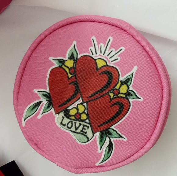 Ed Hardy Skull, Roses & Butterfly Pink See-Thru Barrel Bag w/ 2 Complimentary - Picture 7 of 16